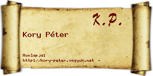 Kory Péter névjegykártya